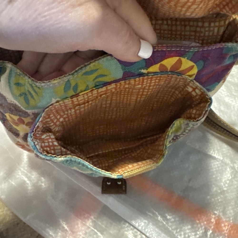 Fossil Canvas Crossbody Bag Floral Multi Color Boho Adjustable Strap Messenger - Picture 4 of 4